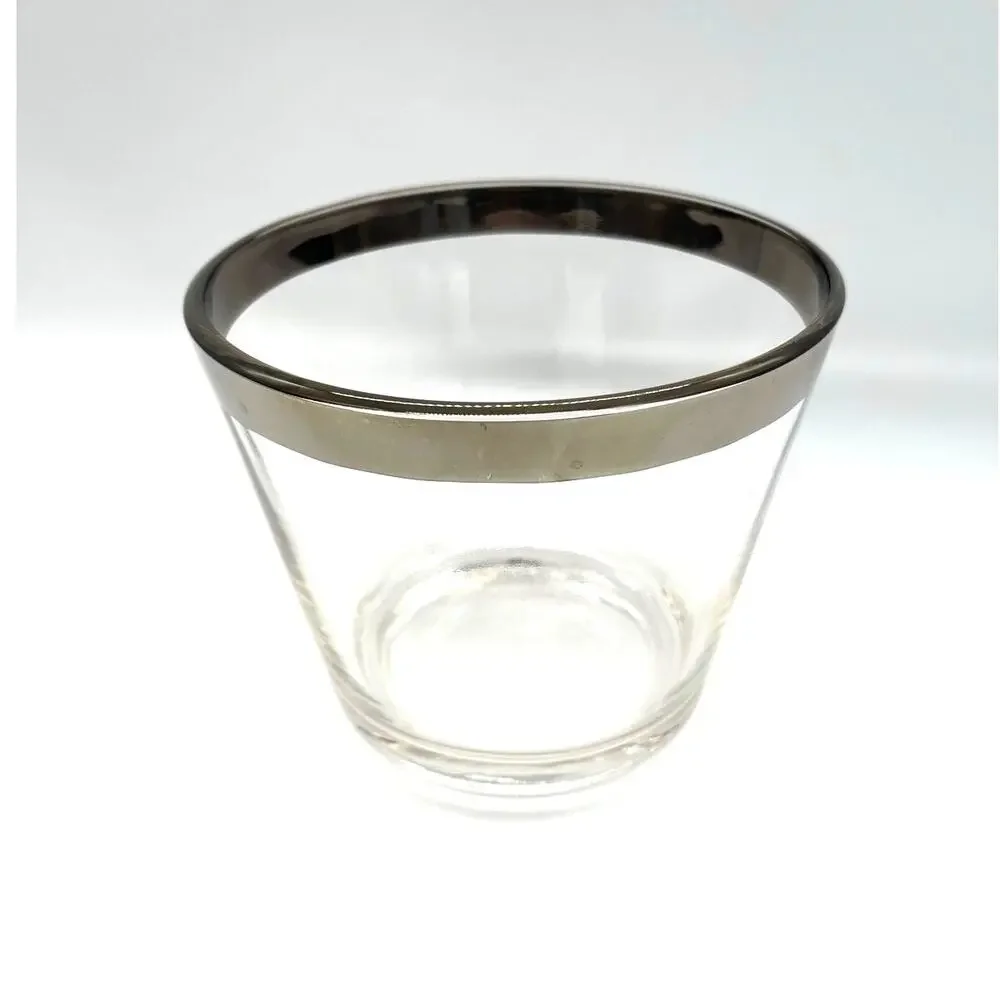 Vintage MCM Mid Century Dorothy Thorpe Silver Band Glass Ice Bucket